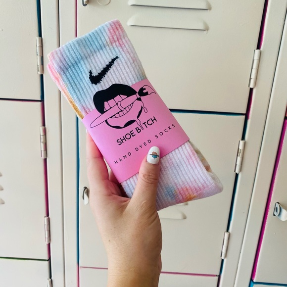 Nike | Hand Dyed Custom Nike Socks | Small/Medium | Kaleidoscope Tie Dye - Picture 2 of 13